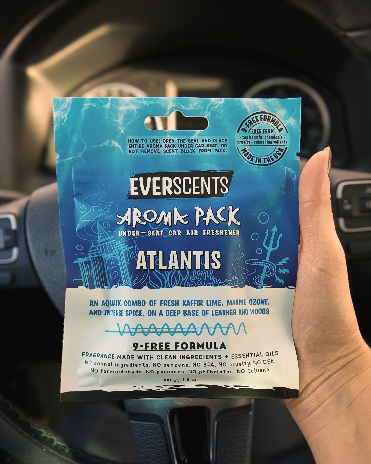 Atlantis Aroma Pack Under-Seat Car Air Freshener | 9-FREE Formula